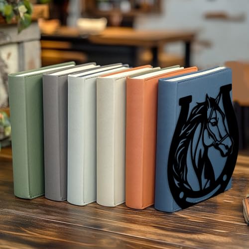 Peacoblue 5.3"x4.3"x5.9" Metal Bookends, Heavy Duty Book Ends for Shelves - style: Horses and Horseshoes