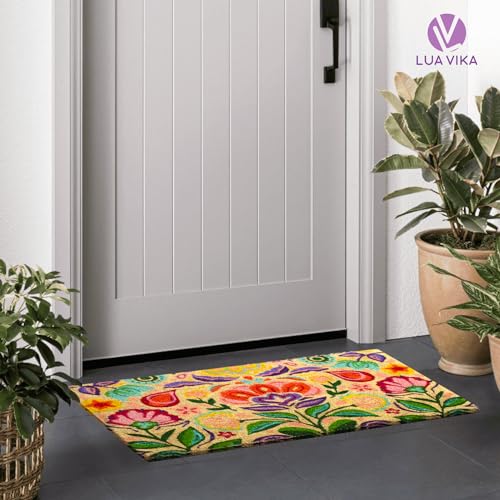Coir Door Mats Outdoor and Indoor, Dalias, 16 x 27,5 in - color: Dalias