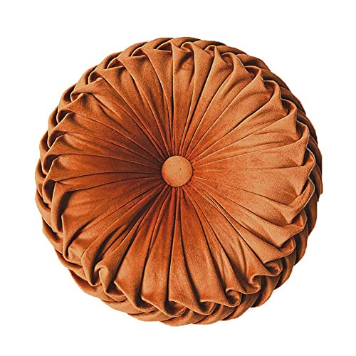 Teieas Round Throw Pillow Velvet Home Decoration Fall Pumpkin Throw Pillows - color: Orange