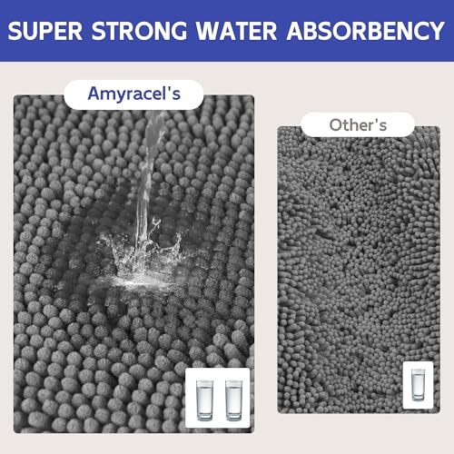 Amyracel Bathroom Rugs Mat 48x72, Thick Soft Quick Dry Absorbent - color: Grey, size: 48" x 72"