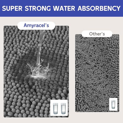 Amyracel Bathroom Rugs Mat 36x72, Thick Soft Quick Dry Absorbent - color: Grey, size: 36" x 72"