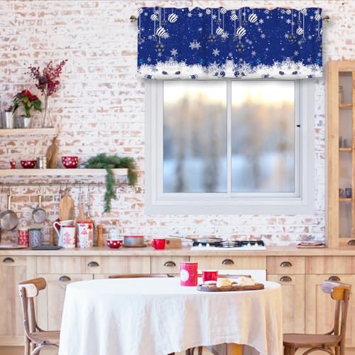 Christmas Snowflake Valances for Windows 1 Panel, 42x12 in - color: Blue, size: 42"W x 12"L (Pack of 1)