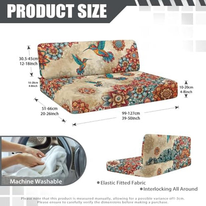 Boho Mandala Hummingbird Print RV Dinette Cushion Covers 2 Pcs Comfortable Camper Cushion Slipcover Stretchable Loveseat Sofa Chair Cover Furniture Protector for RV Camper Car Bench - color: Boho Mandala Hummingbird