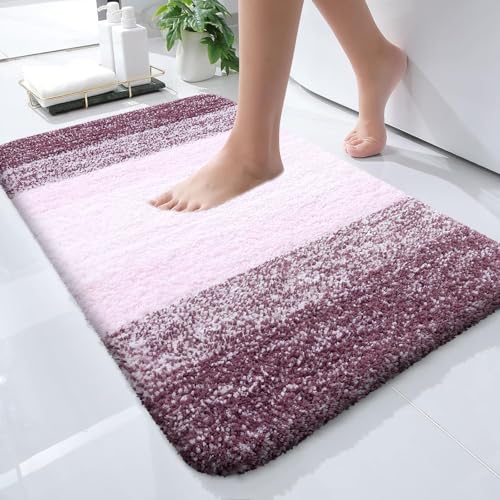 OLANLY Small Bathroom Rugs 24x16, Extra Soft Absorbent Microfiber Bath Rugs - color: Mauve, size: 24" X 16"