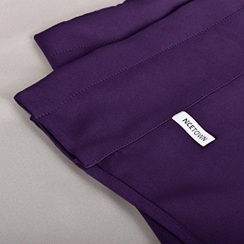 NICETOWN 2 Panels Olive Green Kitchen Valances for Windows, 42W x 18L - color: Royal Purple, size: 42"W x 18"L (Pack of 2)