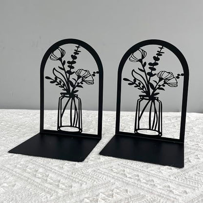 3Pairs Vase Flower Hollow Iron Bookends - color: 3pc Style B