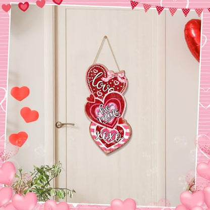 Britimes Welcome Door Sign, Wooden, for Front Door, Heart Love - style: Red Valentine