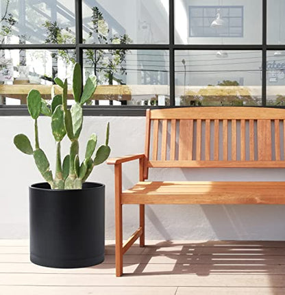 D'vine Dev Plastic Planter Pot with Saucer, 14 in, Black, 74-X-B-4 - color: Matte Black, size: 14 Inch