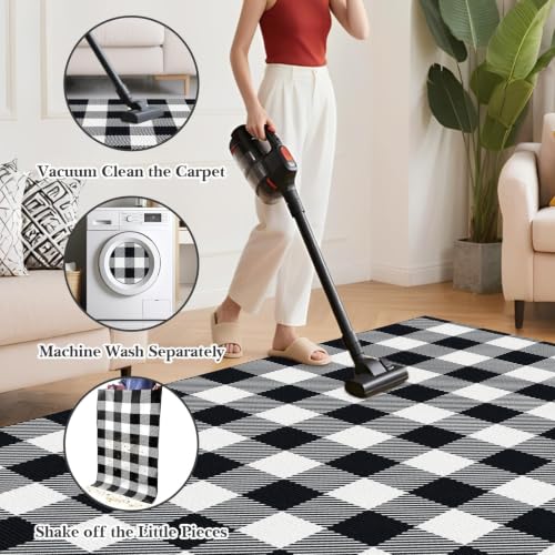 Outdoor Rugs, Black and White Area Rug Checkered 2’4’’x3’7’’ - color: Black & White, size: 2'4" x 3'7" (Rectangular)