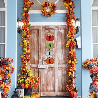 Britimes Thanksgiving Farmhouse Welcome Door Sign, Wooden, for Front Door - style: Fall