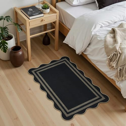 Kitchen Rugs Non Slip Washable, 17.3"x30" Scalloped Rug - color: Scalloped, size: 17.3"x30"