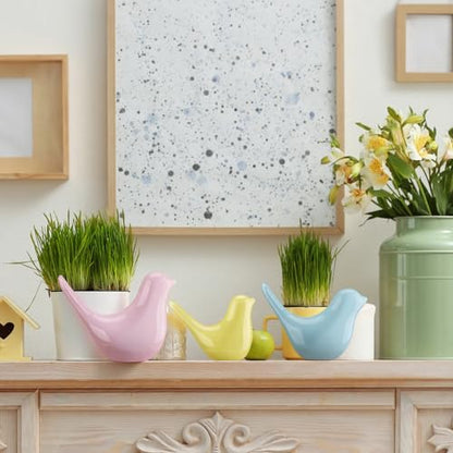 AceOrbit 3 Pcs Pastel Decor Bird Figurine Statues for Home Decoration Small Resin Birds Decor for Home Office Table Desktop Bookshelf Mantelpiece Shelf - style: Cute Style