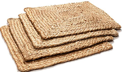 Savi Home Jute Braided Placemats Set of 4 Reversible Natural 13 Inch Square - size: 13" Square