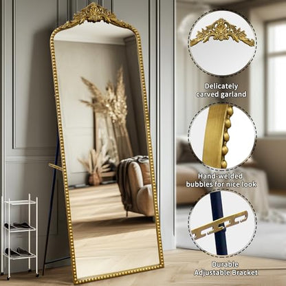 Growsun 65''x22'' Arched Antique Full Length Floor Mirror w/Stand - size: 65"L x 22"W