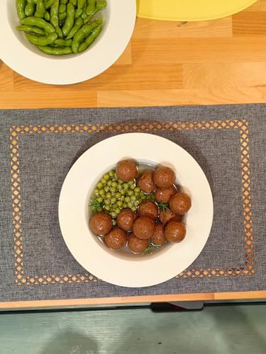 Placemats Set of 6 for Dining Table with Hollow Edge Design- Table Mats 12x 18 Inch, Cloth Place mats Machine Washable (Grey 6pcs) - color: H-grey, size: 6 pcs