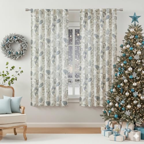Kayne Studio Blue Grey Floral Botanical Rod Pocket Semi Sheer Curtains 63" - color: Blue Grey, size: 52"W x 63"L (Pack of 2)
