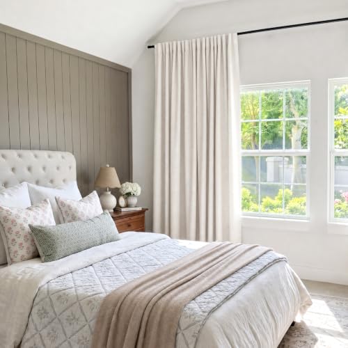 INOVADAY Linen Textured 100% Blackout Sliding Door Curtains 102x90 Beige - color: Beige, size: 102"W x 90"L (Pack of 1)