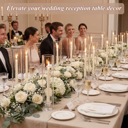 10Pcs Hurricane Glass Candle Holders for Candlesticks Hurricane Taper Candle Holder Clear Glass Candlestick Holder Tapered Candlestick Holder for Dining Table Thanksgiving Christmas Wedding Fall Decor