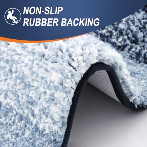 OLANLY Small Bathroom Rugs 24x16, Extra Soft Absorbent Microfiber Bath Rugs - color: Navy Blue, size: 24" X 16"