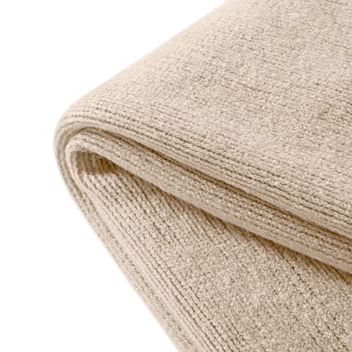 Homiest Taupe Knitted Throw Blanket with Fringe, 50x60 Inch - color: Light Beige, size: 50" x 60"