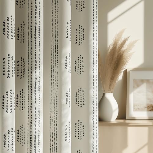 100% Blackout Black Boho Curtains, 90 Inches, 2 Panels for Bedroom - color: Black, size: 52"W x 90"L (Pack of 2)