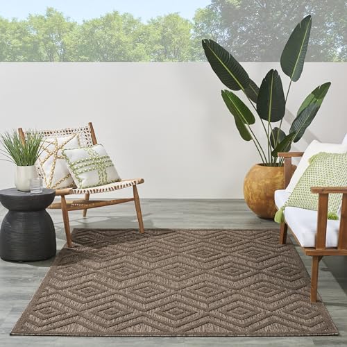 Nourison Home Versatile Brown 4' x 6' Area Rug - Easy Clean, Non Shedding, Bed Room, Living Room, Dining Room, Kitchen (4' x 6') - color: Brown, size: 4' x 6' (Rectangular)