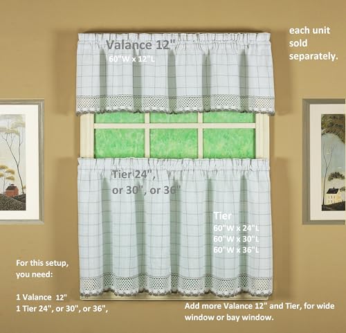 Today's Curtain Adirondack 2-Tone Crochet Tier 30", White/Gray, 60W x 30L - color: White/ Gray, size: 60"W x 30"L (Pack of 1)