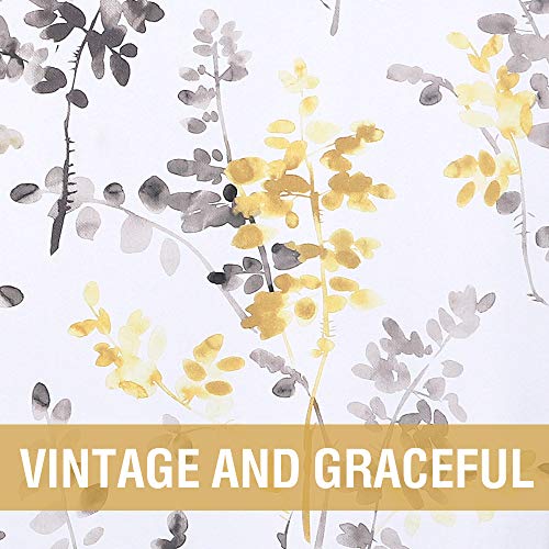 H.VERSAILTEX Valance for Kitchen Windows/Bathroom/Living Room/Bedroom Blackout Window Valance Thermal Insulated Rod Pocket Valance Curtains, 52" W x 18" L, 1 Panel, Floral Pattern in Grey and Yellow - color: Grey/Yellow