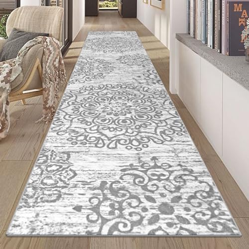 HEBE Hallway Runner Rug 2'x10', Washable Non Slip Kitchen Rug Runner - color: Grey, size: 2' x 10' (Rectangular)