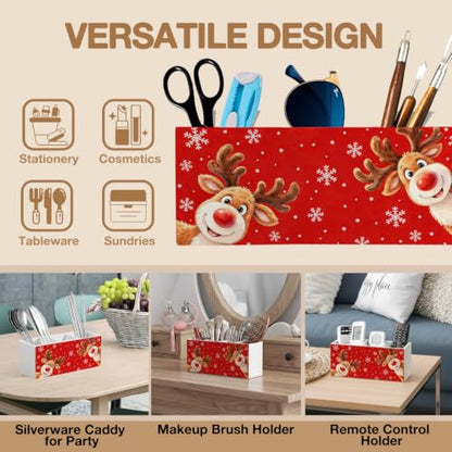 Red Christmas Reindeer Pen Pencil Holder Organizer for Desk - color: Reindeer