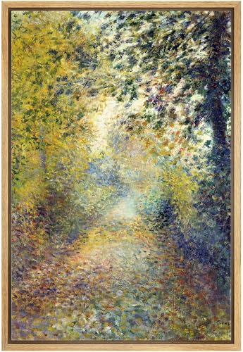 wall26 Framed Canvas Print Wall Art The Wood by Pierre Renoir People Historic Illustrations Fine Art Traditional Colorful Multicolor Ultra for Living Room, Bedroom, Office - 16"x24" Natural - color: In the Woods, size: 24"L x 16"W