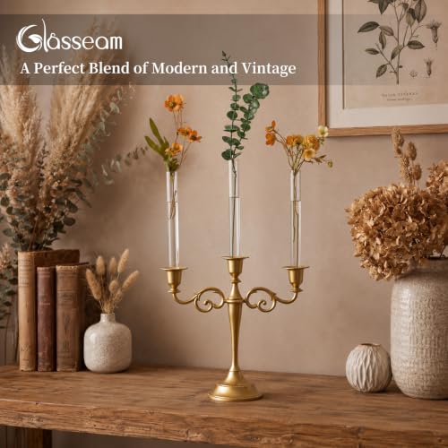 Glasseam 6Pcs Glass Bud vase for Candle Holder, 7.87" Tall Small Vases Set - size: 7.87“ Tall