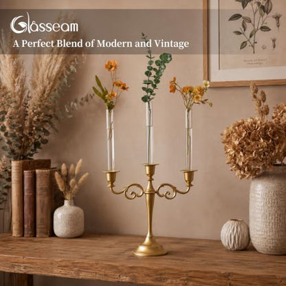 Glasseam 6Pcs Glass Bud vase for Candle Holder, 7.87" Tall Small Vases Set - size: 7.87“ Tall