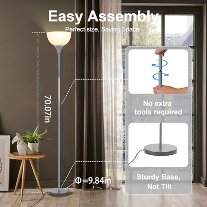 LALISU Floor Lamp, LED Standing Lamp 3 Way Dimmable Brightness Floor Lamp - color: Gray