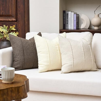 Textured Boucle Throw Pillow Covers 12x20 Inch Set of 2 Brown - color: Brown, size: 20" x 12" (Pack of 2)