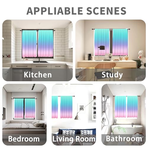 Teal Pink Curtains, Ombre, 2 Panels, 42" W x 63" L, Rod Pocket - color: Teal Pink, size: 42"W x 63"L (Pack of 2)