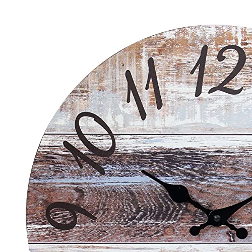 Stonebriar Vintage Farmhouse 14 Inch Round Battery Operated Hanging Wall Clock - size: 14 Inch