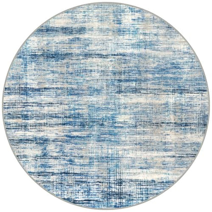 KOZYFLY Abstract Round Washable Rug 5Ft Kitchen Circle Rug Blue Beige - color: Blue Beige, size: 5' (Round)
