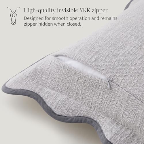 Double Stitch 100% Cotton Scalloped Throw Pillow Covers, Winter Sky - color: Winter Sky, size: 20" x 20" (Pack of 1)