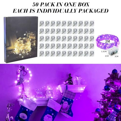 ZGWJ 50 Pack Purple Fairy Lights, Mini String Lights - color: Purple, size: 50P
