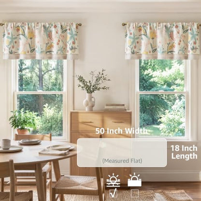 jinchan Floral Linen Window Valance Curtain, 50x18, 1 Panel, Green - color: Averie | Dusty Green, size: 50"W x 18"L (Pack of 1)