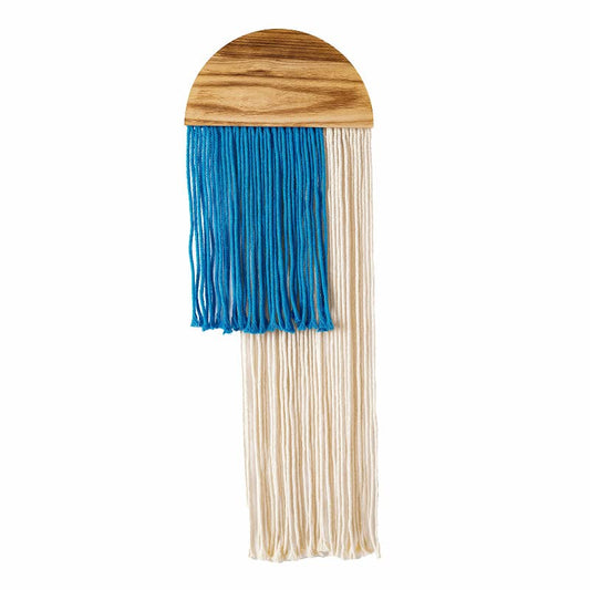 Macrame Wall Hanging, Boho Woven Tapestry, Modern Tassel Wall Decor, Handmade Wall Art Tapestry for Bedroom, Living Room, Home, Bohemian Apartment Decoration Ornament Craft (Blue Semicircle) - color: Blue Semicircle