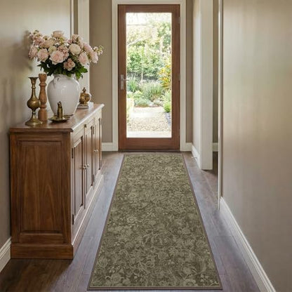 Deerly Floral Hallway Runner Rug 2x6, Washable Kitchen Rug Non Slip, Coffee - color: Coffee, size: 2'x6'