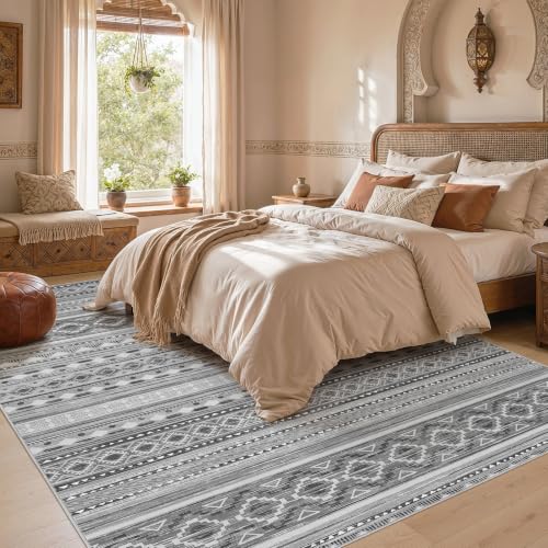 cotiled 10x12 Area Rugs Washable Boho Living Room Rug Beige Grey - color: Beige Grey, size: 10' x 12' (Rectangular)