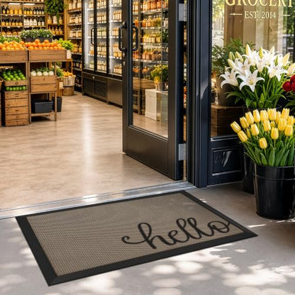 LUMI Outside Welcome Door Mat 17x30, Non-Slip Durable Rubber Easy Clean - color: Hello, size: 17"x30"