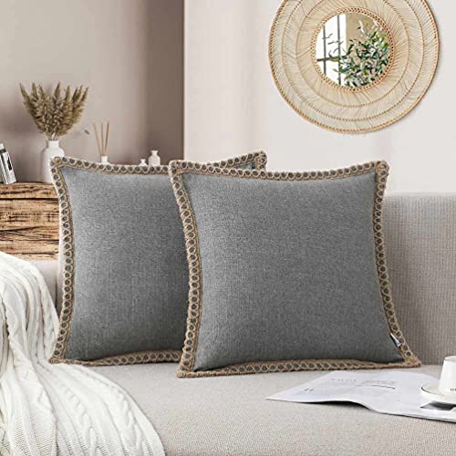 Throw Pillow Covers 20x20 Outdoor Decorative Pillows Cover for Couch - color: Grey, size: 20" x 20" (Pack of 2)