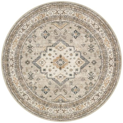 cotiled 8ft Round Living Room Area Rug, Washable, Traditional, Beige - color: Beige, size: 8' (Round)