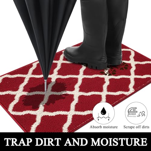 SHACOS Red Runner Rug 2x8 ft Washable Non Slip Low Pile Entryway Rug Runner - color: Red, size: 2' x 8'
