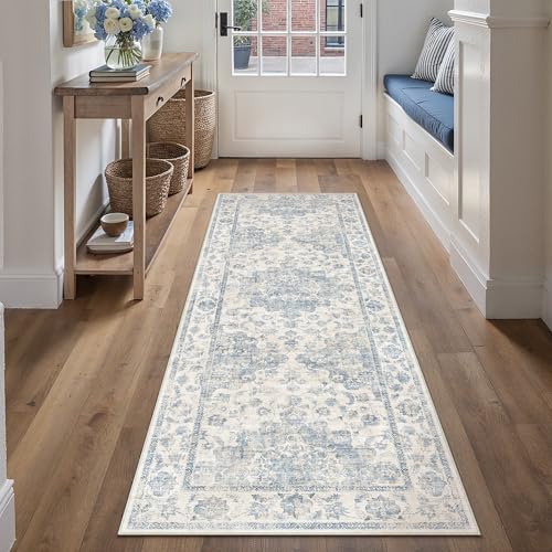 Washable Neutral Blue Kitchen Runner Rug Set of 3 - color: Neutral | Blue, size: 20"x32"+20"x48"+30"x50"