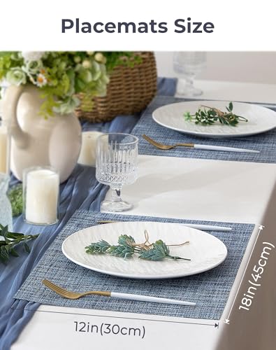 Woven Vinyl Placemats Set of 4, Deep Navy - color: C1- Deep Navy, size: Set of 4